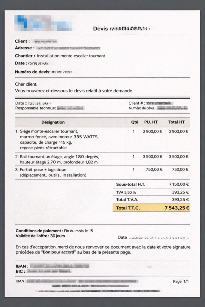 Devis installation monte-escalier tournant